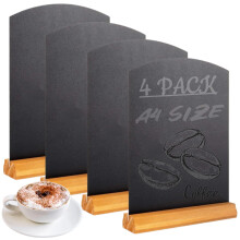 LDHHYH 4PCS A4 Chalkboard, 297 mm x 210 mm Tabletop Blackboard with Stand, Menu Chalk Board Sign Double Sided Tabletop Chalk Boards for School, Weddi