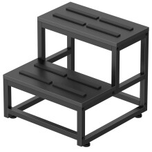 LIANTRAL Heavy Duty 2 Step Stool for Adults, Footstool with Adjustable Feet & Anti-Slip Steps, 500 lbs Capacity Sturdy Metal Frame Bed Step