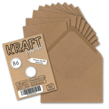 Neuser Ecological Kraft Paper Card and Envelope Set Sand Brown – 30 50 Umschläge 05 DIN B6-Umschläge-Nassklebung