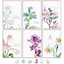 24 Sympathy Card Gold Foil Condolence Cards Assortment Floral Designs with Heartfelt Messages for Memorial