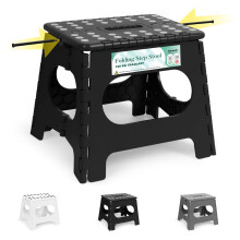 HEIMWOHL Reinforced Folding Step Stool, 11 Inch Black Foldable Stool with Enhanced Stability, Anti-Slip Design for Kids & Adults, Supports 150kg, Lig