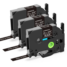 3X Oozmas Compatible with Brother Label Printer Tape Replacement for Ptouch White on Black Tape TZe 12mm 0.47 TZe-335, Compatible with Brother P-Touc