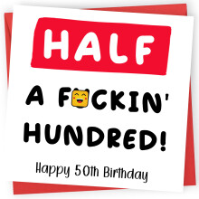Printperfect - 50th Birthday Card - 50th Birthday Card For Men - 'Half A Hundred' - Funny Card For Men And Women - Humour Card For Him Or Her