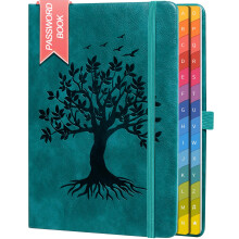 ZXHQ Password Book with Colorful Alphabetical Tabs, 8.4" x 5.8" Hardcover Password Keeper Organizer for Managing Internet Website Addresses and