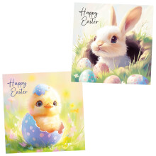 Easter Cards Pack of 10. Each multipack contains 2 different Easter Chick and Bunny Designs. Ecofriendly, recyclable, plastic free cards