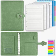 PU Leather A5 Ring Binder Notebook, 6 Ring Binder with 200 Sheets Refill Papers, Planner Notebook with Dividers, Gifts for Women and Men