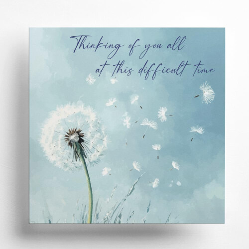 Dandelion With Sympathy Card - Watercolour Style with Sentimental Message Inside - Includes Blue Coloured Envelope