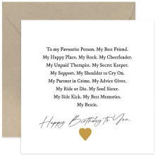 Old English Co. Best Friend Birthday Card - Sentimental Heartfelt Words - Female Best Friend Birthday Gifts - Bestie Birthday Card for Women