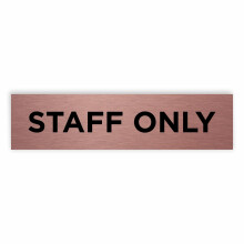 Slimline Aluminium Staff Only Door Sign from ViroDisplay - Brushed Copper - 200 x 50mm - Durable Printed Surface - Self-Adhesive Fixing