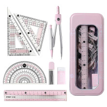 Oxford Maths Set for Secondary School Supplies Students Gifts Stuff,Pink Protractor 360 and Maths Compass Ruler Geometry Sets Exam Stationery