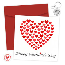 Valentines Card for Him Her Happy Valentines Day Card with Red Envelope Keyring and Heart Sticker Valentines Gifts for Girlfriend Boyfriend Husband