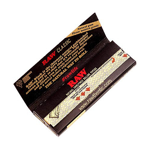 Raw Black Single Wide, Regular Papers, Extra Fine, 50 Short Papers per Booklet, 1 Box (50 Booklets) 2
