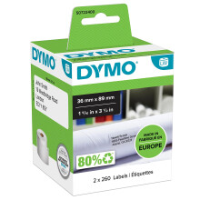 DYMO Authentic LabelWriter Large Address Labels | 36 mm x 89mm | Self-Adhesive | 2 Rolls of 260 (520 Easy-Peel Labels)