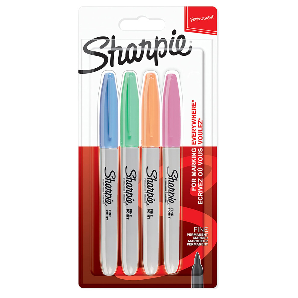 Sharpie Permanent Markers | Fine Point For Bold Details |Pastel Colours | 4 Marker Pens