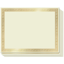 Sweetzer & Orange Plain Certificate Paper for Awards. Set of 50x, 180gsm Gold Border Achievement Certificates for Graduation Diploma