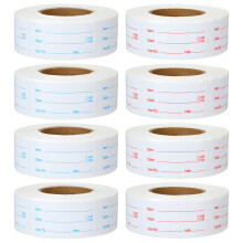 JMIATRY 8 Rolls 4000 Pieces Removable Food Labels, 1 x 2 Inch Food Label Stickers, Freezer Labels for Meal Containers and Jars, Red and Blue