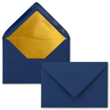 NEUSER PAPIER envelopes in midnight blue 10 pieces letter envelopes DIN C6-114 x 162 mm 11.4 x 16.2 cm wet glue matte surface & gold metallic lining