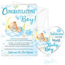 HOWAF New Baby Boy Card, New Baby Card for Birth of Boy, Congratulations Baby Boy Card