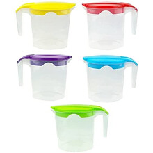3 x Plastic 1 litre Jugs with Coloured Lid - Squash Water Fruit Juice