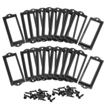 sourcing map Metal Label Holders, 83x30mm 20pcs File Name Card Tag Label Holder Frame for Office Library Drawer Cabinet Shelves, Black