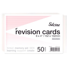 Silvine A6 Flash Cards, Revision & Study - Lined (50 Cards) (Pink)