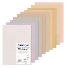 CANSON Mi-Teintes Coloured Drawing 160gsm A4 Paper Pack, Double Sided: Honeycomb & Fine Grain, 10 Pastel Colour Sheets