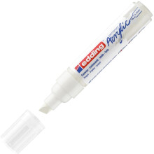 edding 5000 acrylic marker broad - white - 1 waterproof acrylic paint marker - chisel tip 5-10 mm - acrylic paint pens for drawing