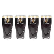 Guinness Official Merchandise Embossed Pint Beer Glass (Set of 4), 568ml