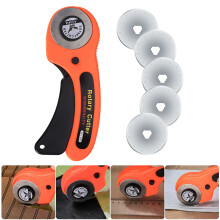 45mm Rotary Cutter, Rotary Fabric Cutter with 5pcs Extra Blades Ergonomic Handle Rolling Cutter with Safety Lock for Precise Cutti