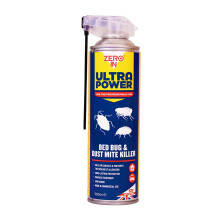 Zero In Ultra Power Bed Bug & Dustmite Killer - 500 ml Dual Action Aerosol Indoor Use Fast-Acting Kills Bed Bugs on Contact and Pr