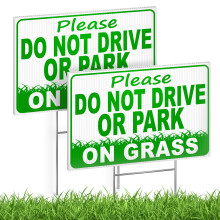 2PC Please Do Not Drive or Park Sign - 8x12 inches DS Coroplast No Parking on Grass Sign