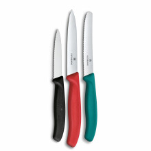 Victorinox Swiss Classic paring Knife, Tomato Knife and Breakfast Knife Set, 3-piece, Extra Sharp, Coloured