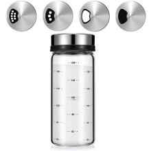 Xygobla Salt Pepper Shakers,200ML Clear Glass Seasoning Shakers Salt Shaker with Adjustable Pour Holes Heat-Resistant Glass Spice