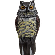 Life-Sized Decoy Owl with Rotating Head - Bird and Small Mammal Scaring Device