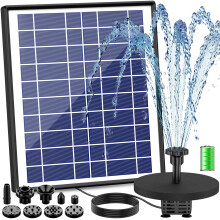 AISITIN 6.5W Solar Fountain with 1500mAh Battery Backup, 16.4ft Ultra-Long Cord Solar Water Pump for Bird Bath, Anti-Clogging Floa