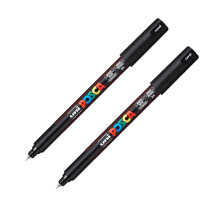 Posca PC-1MR Paint Marker Art Pens - 0.7mm Nib - Black Ink - Pack of 2