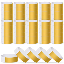 ASTARON Event Wristbands 200 Pcs Paper Wristbands for Events Waterproof Event Bracelets Arm Bands Gold Party Wristbands for Events Clubs Lightweight