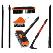 Weed Remover Tool Wire Brush Scraper Set Broom Twin Heads Set 4 in 1 Extendable Telescopic Handle Paving Garden Patio Groove Edgin