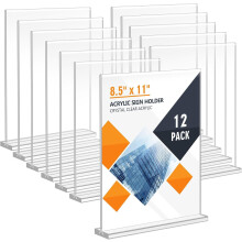 Deefongo A4 Acrylic Sign Holder,8 Pack T-Shape Double-Side A4 Perspex Display Stand,Clear Poster Menu Holders for Office Shop Restaurant School