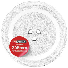 Universal 245mm/9.64" Microwave Glass Turntable Plate Universal with 3 Fixers Clear Replacement | Paxanpax PSA001