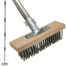 Armo Heavy Duty Telescopic Patio Deck Garden Wire Broom Cleaner Scrubber Garden Brush For Removing Weed Moss Algae 170CM