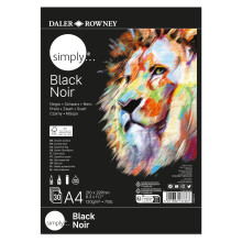 Daler-Rowney Simply Colour Drawing & Sketching Paper Pad, A4, 120gsm, 30 Black Sheets, for Entry-Level Artists & Hobbyists