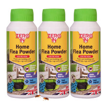 Zero In Home Flea Powder - Flea Treatment for House, Kills Fleas & Larvae, Absorbs Odours - Carpets, Rugs, Furniture & Pet Bedding