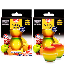 Zero In Fruit Fly Trap - Ready-Baited Indoor Fly Catcher, Apple-Shaped Multi Pack X2 - Non-Toxic, Insect Trap to Attract & Trap Bu