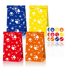 12 Pack Print Gift Bags Party Treat Bags for Dog Puppy Theme Birthday Party Decorations Goodie Bags Dog Paw Bone Pattern Candy Treat Bags with