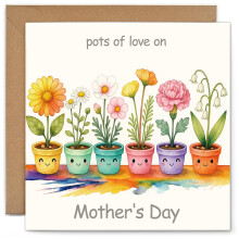 YISCOKO Mothers Day Card for Mum,Potted Flowers Theam-Mother's Day Card With Matching Envelope-148 * 148mm(Folded dimensions)