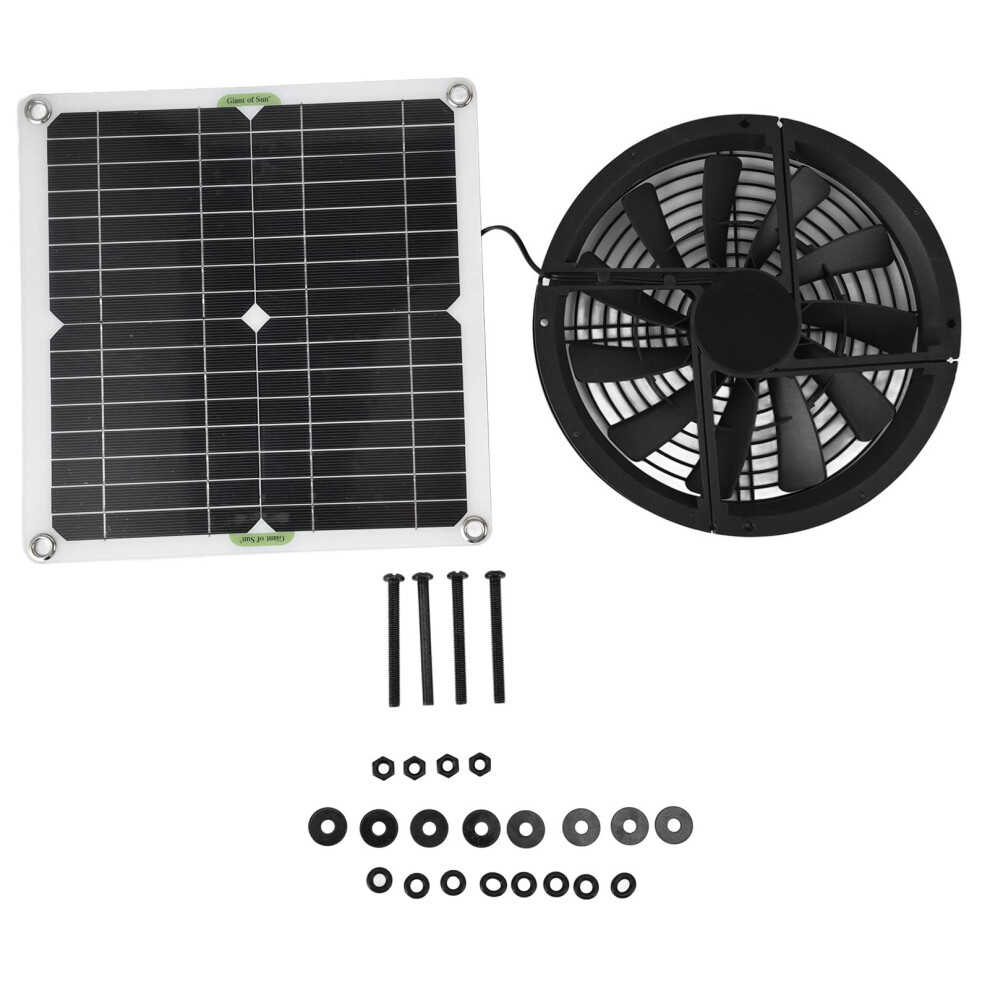 Solar Panel Fan Kit, 100W Solar Panel Round Ventilation Case Exhaust Fan For Greenhouse, Chicken Coop, Shed, Garage, Attic 39340917