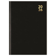 2026 Premium A4 Size Hard Cover Desk Diary Week to View Year Planner, Organizer With Ribbon Marker for Business, Office, Home, (Black)