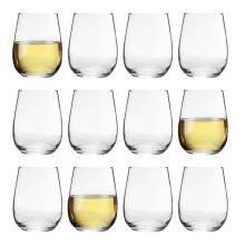 LAV 12x Clear 360ml Gaia Stemless White Wine Glasses - Large Kitchen Water Gin Cocktail Party Glass Tumbler Goblets Set