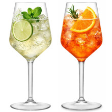 AIOS Set of 2 Tritan Plastic Wine Glasses, Large Stemmed Spritz Glasses for Aperol Spritz & Hugo Spritz, Shatterproof BPA Free Dis